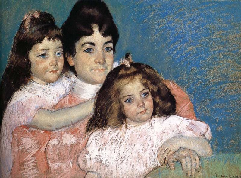 Mary Cassatt The Lady and her two daughter oil painting image